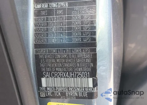 2018 Land Rover Discovery Sport Hse z USA, uszkodzony, nr VIN SALCR2RX4JH725031